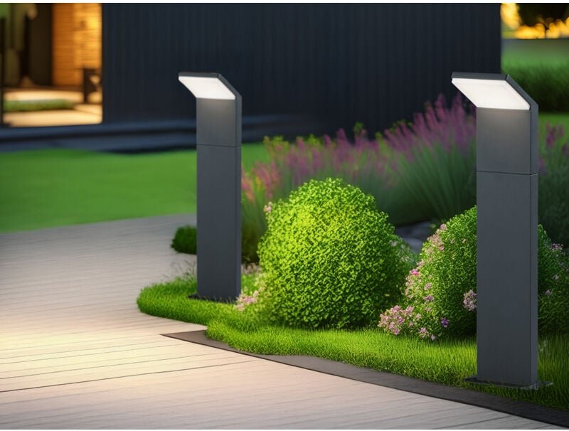 Trio Leuchten - led Sockelleuchten 2er set in Anthrazit, Höhe 50cm, IP54