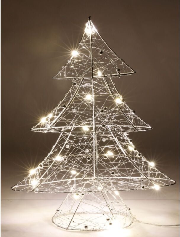 LED Draht-Tannenbaum 40cm mit Timer 20LED Leuchtanne Weihnachtsdeko Lichterkette - silber