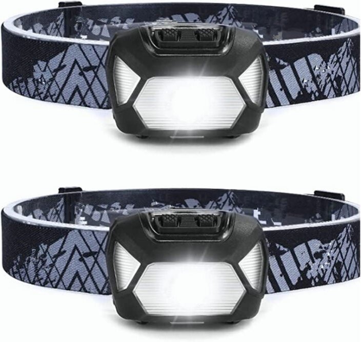 Leistungsstarke wiederaufladbare LED-Stirnlampe, D5000, superhelle LED-Stirnlampe, 2000 Lux, weißes und rotes Licht, 6 B...