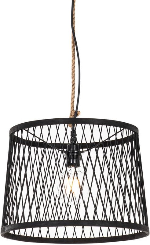 Ländliche Außenhängelampe aus schwarzem Rattan 40 cm - Calamus