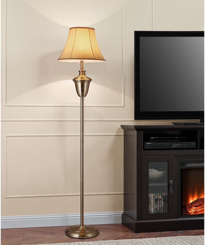 Thumbnail - Stehleuchte Madrid 1x E27 Ø35x157 cm Messingfarben/Beige Lux.pro