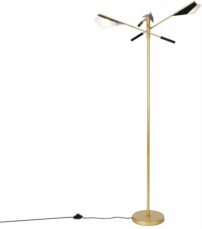 Design-Stehlampe Schwarz mit Gold 3-flammig - Sinem