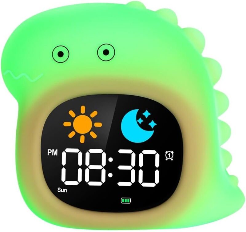 Kinderwecker, Lernwecker, Schlaftrainingswecker mit Mond- und Sonnenanzeige, RGB-Nachtlicht, für Mädchen und Jungen von ...