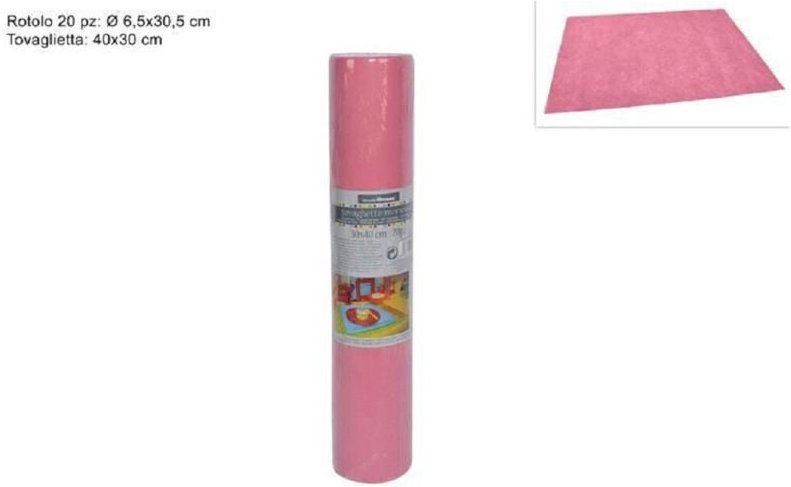 Trade Shop Traesio - Trade Shop - set mit 20 tischsets und tischdecken mit abreissbarer tnt-rolle 30 x 40 cm rosa -