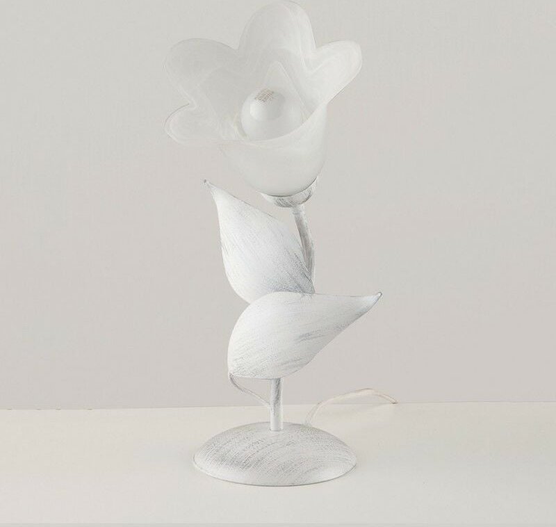 Weiß Silber Eisen Tischlampe ein Licht Alabaster Weiß Glas 19x h36 cm