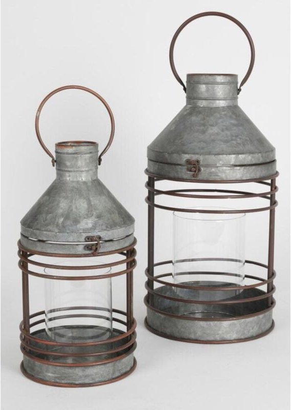 Buri - 4x Garten Laternen 2er Set Zink Dekoration Beleuchtung Windlichter Balkon Außen