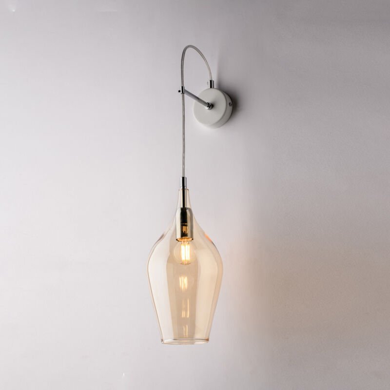 Ares - Wandleuchte aus Eisen mit bernsteinfarbenem Pyrexglas 1 Licht .14 - P.21 - BL273-AP1-AM - Bonetti Illumina