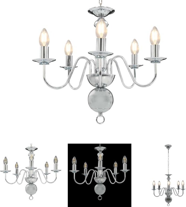 The Living Store - Kronleuchter Silbern 5×E14-Glühbirnen - Kronleuchter - Silber