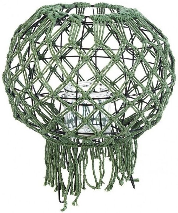 Laterne im Vintage-Stil aus Makramee, grüne Farbe 38h cm