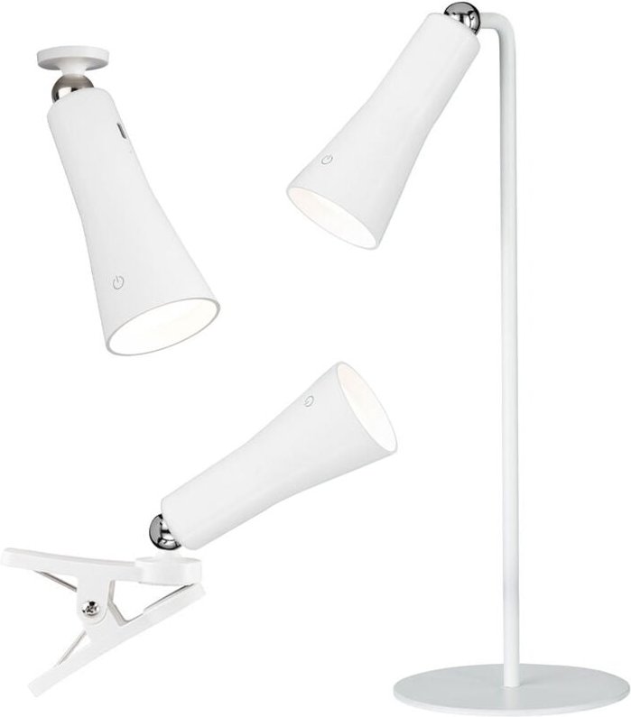 Led Klemmstrahler Tischleuchte Akku Schreibtischlampe dimmbar Wandleuchte Taschenlampe, mit Ladekabel, 1,5W 160lm warmwe...