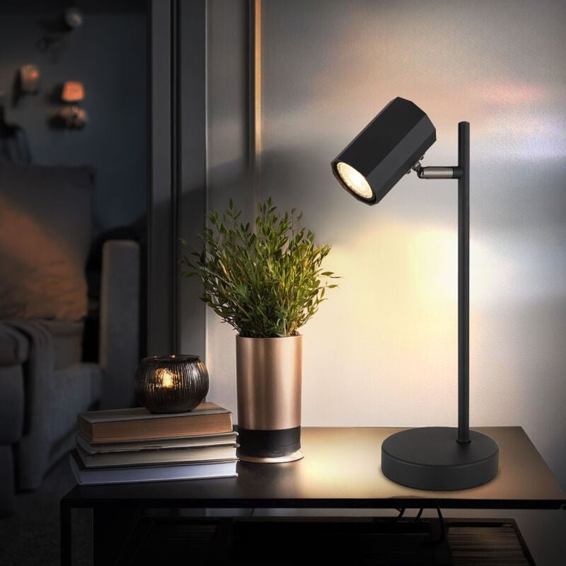 Tischlampe Tischleuchte Leselampe Wohnzimmerleuchte mit beweglichem Spot Schlafzimmer grau, Aluminium Metall, 1x GU10, L...