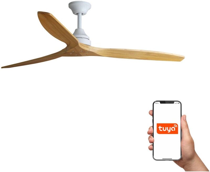 Faro Alo Großes 3-Flügel-Mattweiß, Holz, Tuya Smart System