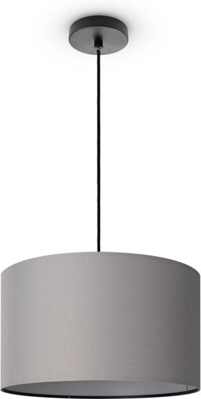 Deckenleuchte Wohnzimmer Pendelleuchte Esstisch Esszimmerlampe E27 Uni Stoff Grau (Ø38cm), Pendelleuchte - Schwarz - Pac...