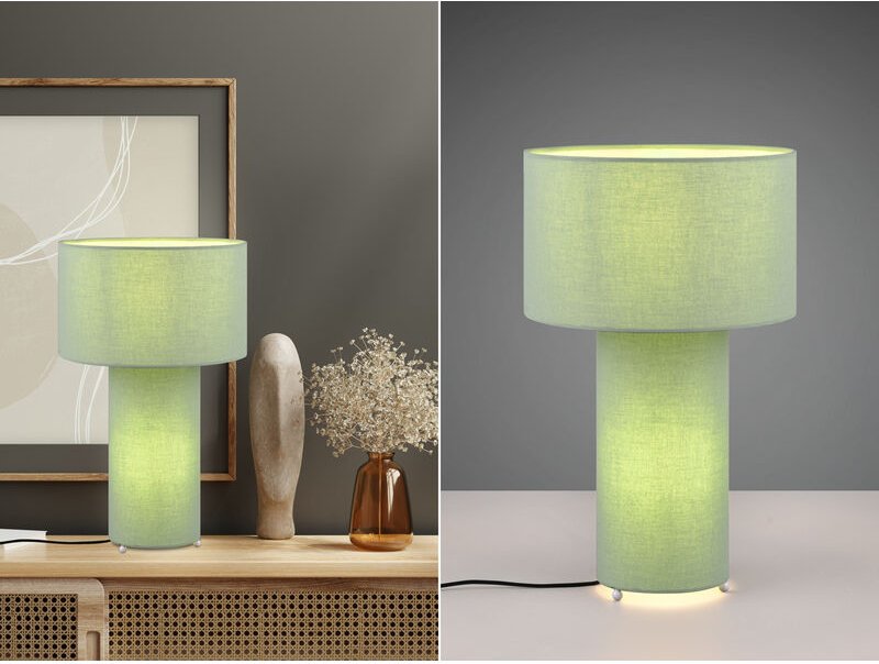 Meinewunschleuchte - led Tischleuchte Korpus und Lampenschirm Stoff Pistaziengrün, Höhe 40cm