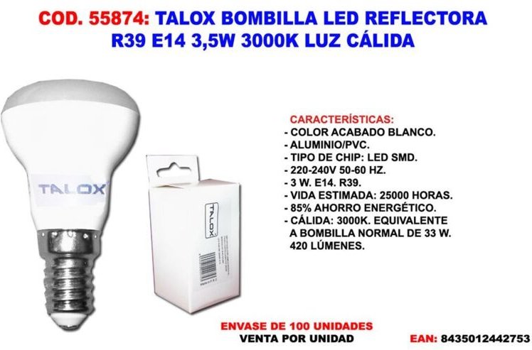 Fplus - talox R39 E14 3,5 w 3000 k warmes Licht LED-Reflektorlampe