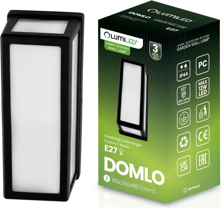 Gartenleuchte E27 Rechteckige Fassadenwandleuchte DOMLO LUMILED