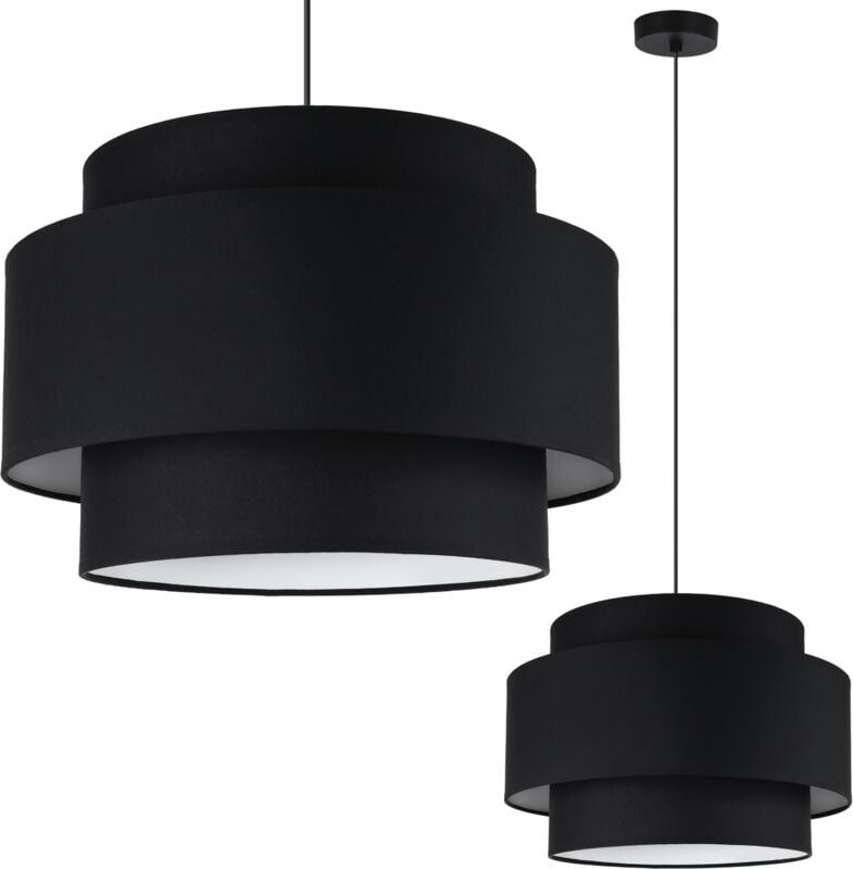 Vienna Schwarze Hängelampe 1 Flach 40cm Weisser Rand E27