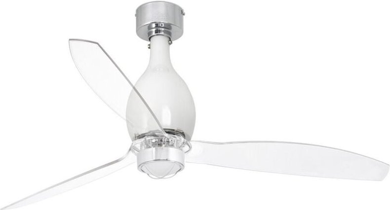 Faro MINI ETERFAN LED Glänzend weißer, transparenter Deckenventilator mit Gleichstrommotor, 3000K