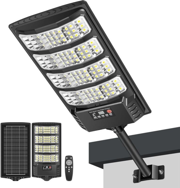 Leistungsstarke Solar-Außenleuchte (6500 K) mit Bewegungsmelder, Fernbedienung, wasserdicht (IP65), LED-Solarstrahler fü...