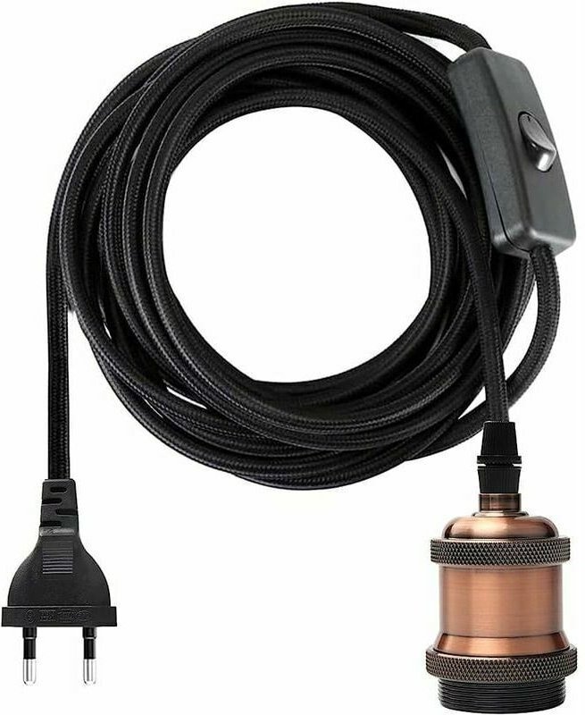 Jalleria - E27-Fassung mit Schalter. 3,5 Meter langes Kabel aus Stoff für Glühbirnenfassung/Edison-Retro-Pendelleuchte/K...