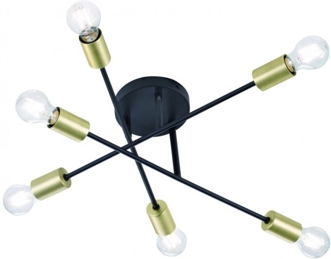 Iperbriko - Deckenleuchte im minimalistischen Design mit 6 verstellbaren Lichtern, Trio-Beleuchtung in Schwarz und Gold