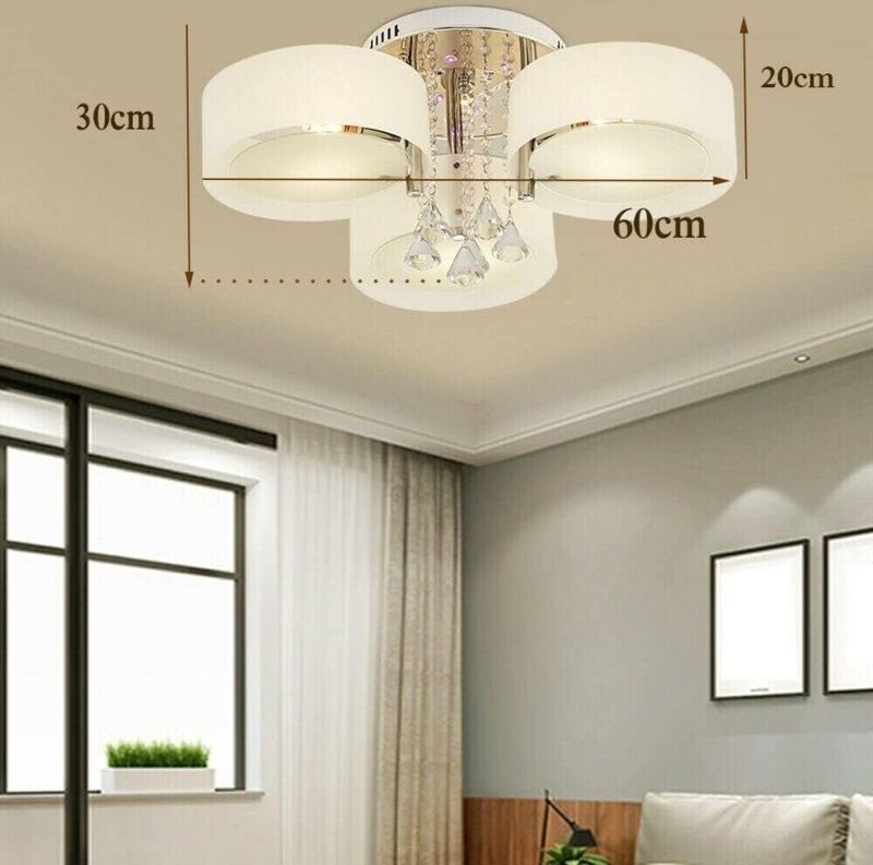 LED Warmweiß Deckenleuchte 3-Flammig Drei Beleuchtungsmodi Acryl Kristall Deckenlampe Mit Fernbedienu für