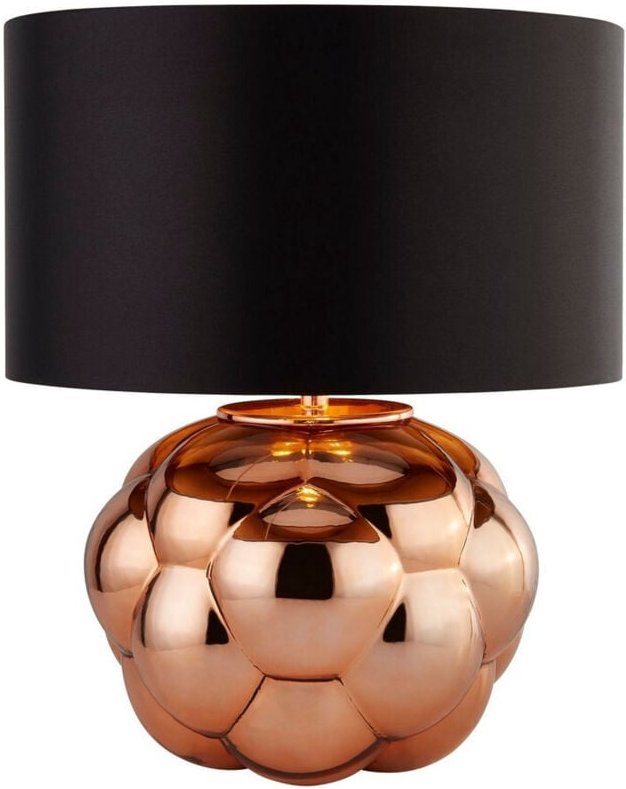 Searchlight Fizz Tischlampe aus Kupferglas und schwarzem Kunstseidenschirm