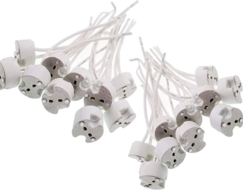 Lablanc - 20 Stück G5.3/GU5.3/MR16 Keramik-Quarz-Lampenfassung, Fassung, Lichtbecher, Silikonkabel für Halogenlampen, LE...