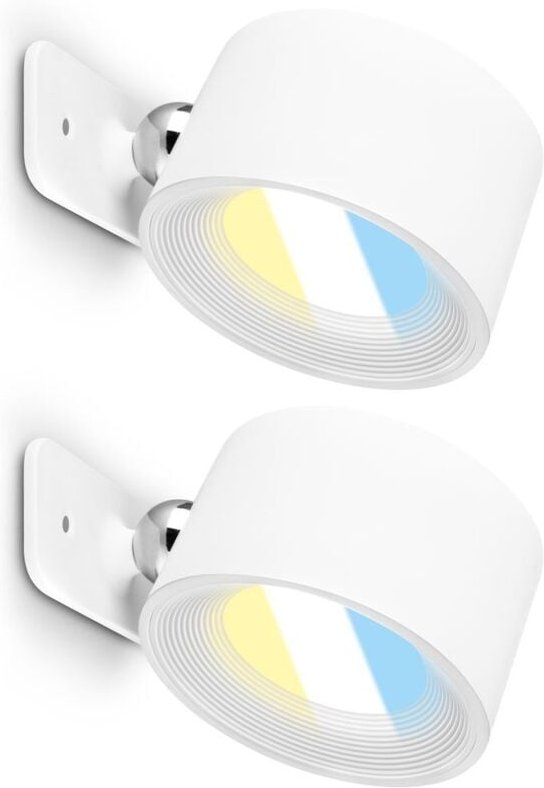 Briloner TARI 2er Set Akku LED Wandleuchte, Magnetisch, CCT, Touch, Dimmbar, USB-C Aufladung, Weiß, 9x7,5x4 cm