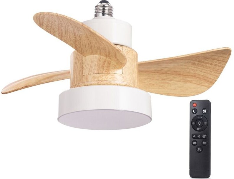 Bayad LED-Ventilator Weiß+Buche 15W 1400Lm CCT Dim