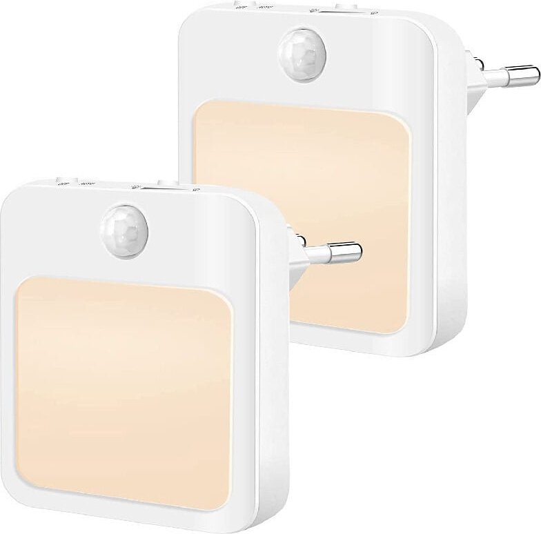 Set mit 2 LED-Nachtlichtern, Nachtlicht zum Einstecken mit 5 Helligkeitsstufen, Dämmerungs- und Bewegungssensor, Plug-an...