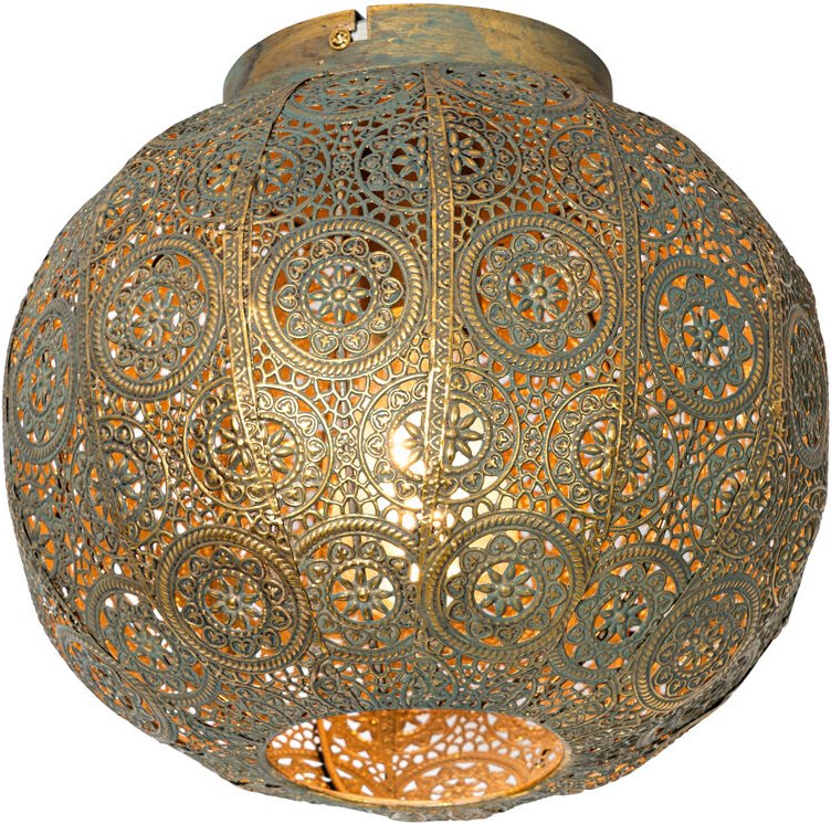 Smarte Deckenleuchte Gold mit Grün 28,5 cm inkl. WiFi A60 - Baloo