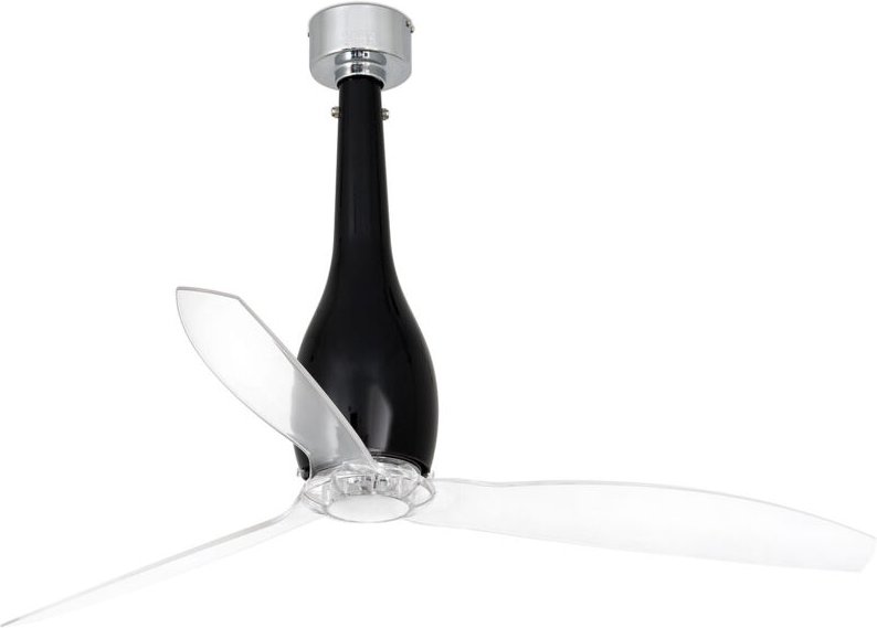Faro Eterfan Mittlerer Deckenventilator mit 3 Flügeln, glänzend schwarz, transparent, Wiz Smart System