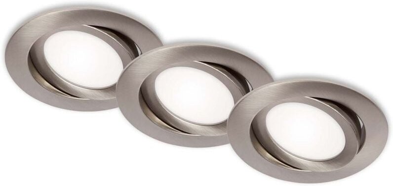 Led Einbauleuchten 3er Set schwenkbar IP23 7W silber Kunststoff Brilo ner