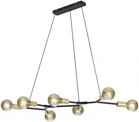 Iperbriko - Minimaler Pendelleuchter 7 Lichter Kreuz Schwarz und Gold Trio Beleuchtung