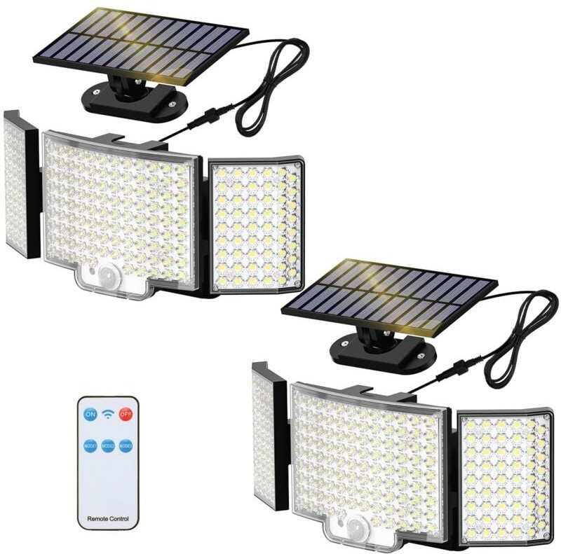 Heller Außenstrahler mit 212 LEDs, 270° Weitwinkel, Fernbedienung, 3 Modi, Bewegungsmelder, solarbetrieben, 5 m (16,4 ft...
