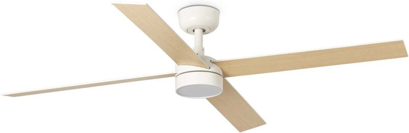 Faro Rudder Großer Deckenventilator mit 4 Flügeln, mattweiß, mit Licht 2700 – 4000 – 6500 K, Tuya Smart System
