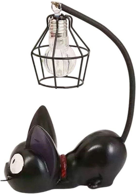Katzenlampe, Katzen-Nachtlicht, niedliche schwarze Katzenlampe, Schreibtischlampe, LED-Tischlampe aus Kunstharz für Kind...