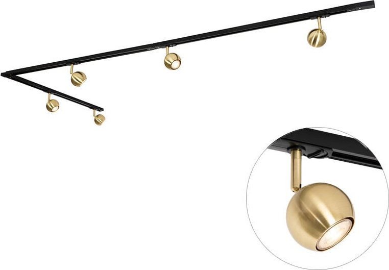 Modernes 1-Phasen-Schienensystem 5-flammig schwarz mit gold - Gissi