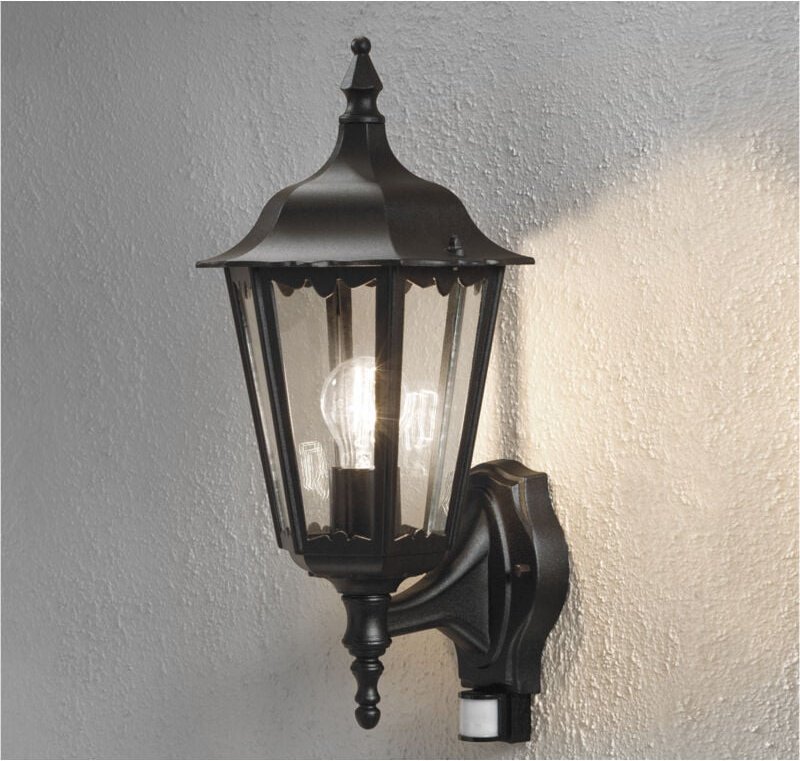 Konstsmide - Wandleuchte firenze mit Bewegungsmelder, Aluminium schwarz, Höhe 48 cm