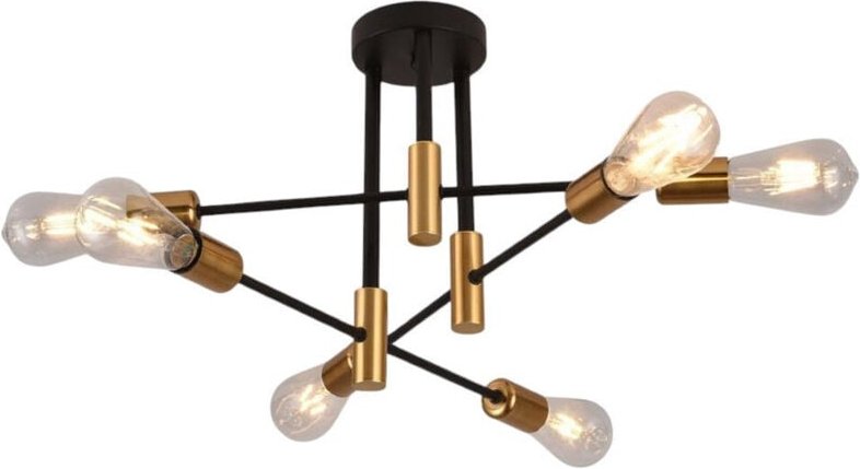 Trade Shop - PLAFONIERA SOFFITTO DESIGN INDUSTRIALE MODERNA NERO ORO 6 PORTALAMPADA ATTACCO E27 PN-14 -