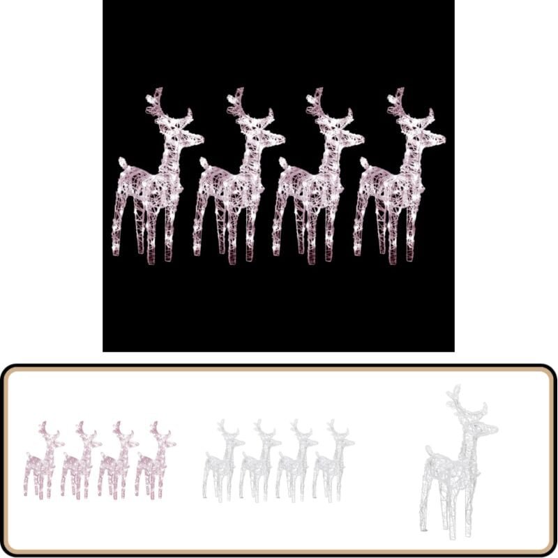 Thumbnail - LED-Rentiere 4 Stk. Warmweiß 160 LEDs Acryl - LED-Dekoration - Weihnachtsdeko - Outdoor-Beleuchtung - Winterdeko - Renti...