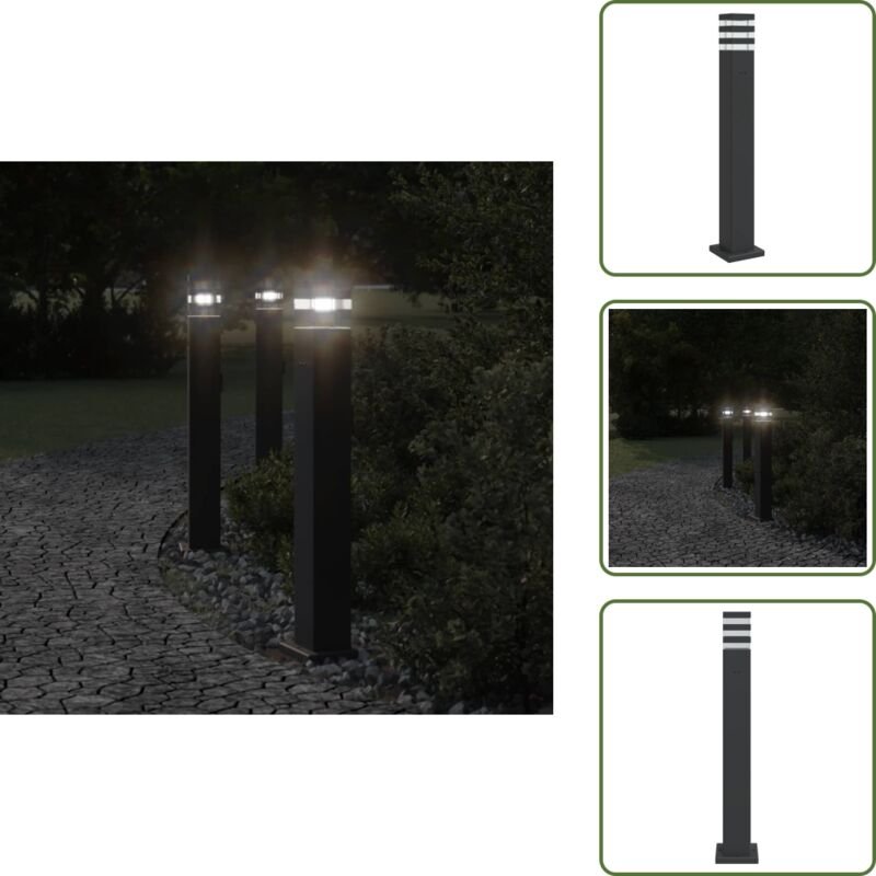 Wegeleuchte mit Steckdose Schwarz 80 cm Aluminium - Außenbeleuchtung - Gartenlampe - LED-Lampe - Stehleuchte - Wetterfes...