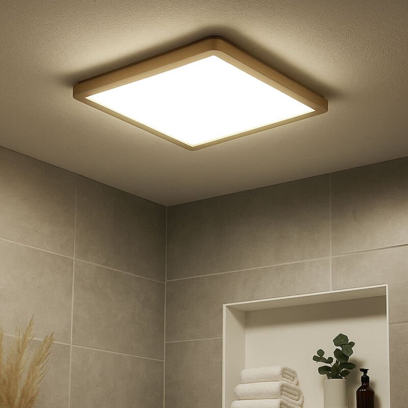 Globo - Deckenleuchte Badezimmerlampe Deckenlampe led IP44 3 Lichtstufen Messing 42x42