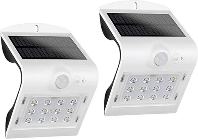 REV - led Solar Wandleuchte 2er set Außenleuchte Fassadenbeleuchtung Weiß 14,5x9,6cm