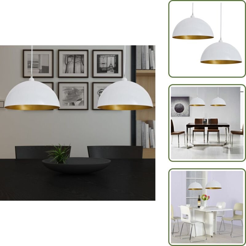 Vidaxl - Deckenleuchte 2 Stk. Höhenverstellbar Halbkugelförmig Weiß - Pendelleuchte - Deckenleuchte - Wohnzimmerlampe - ...