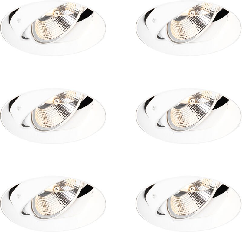 Set mit 6 modernen Einbaustrahlern Weiß GU10 AR111 Rund Trimless - Oneon