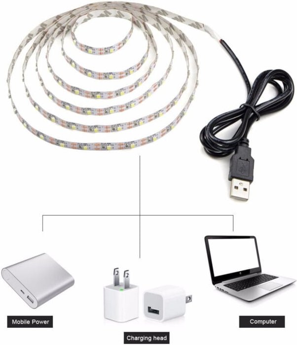 Trade Shop - LED-Streifen, Kaltlichtstreifen, 90 cm, usb, für TV-Hintergrundbeleuchtung -