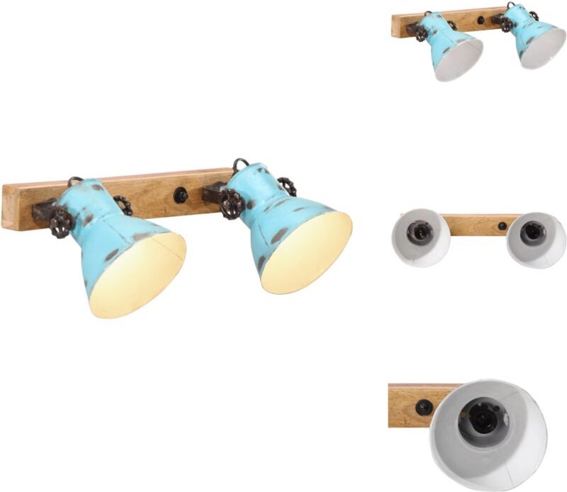 Wandleuchte 25 W Blau 45x25 cm E27 - Industriel Stil - Wandleuchte - Eisenleuchten - Holzmöbel - Wohnraum Dekoration