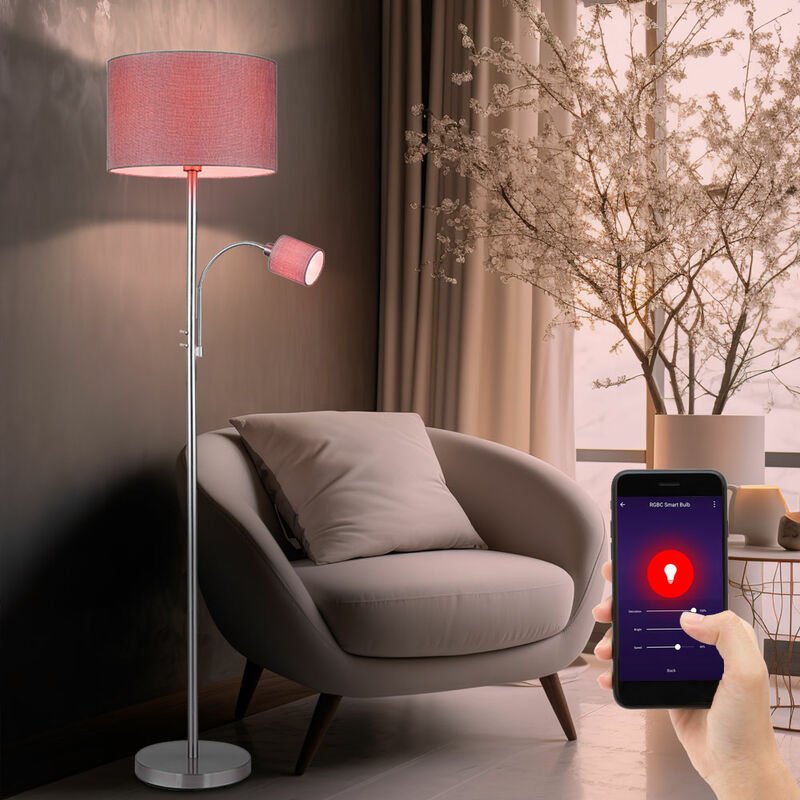 Stehleuchte mit Leselampe Stehlampe Schlafzimmer Wohnzimmerlampe stehend Lesespot, App Steuerung, Smart rgb led 1x 10W 1...